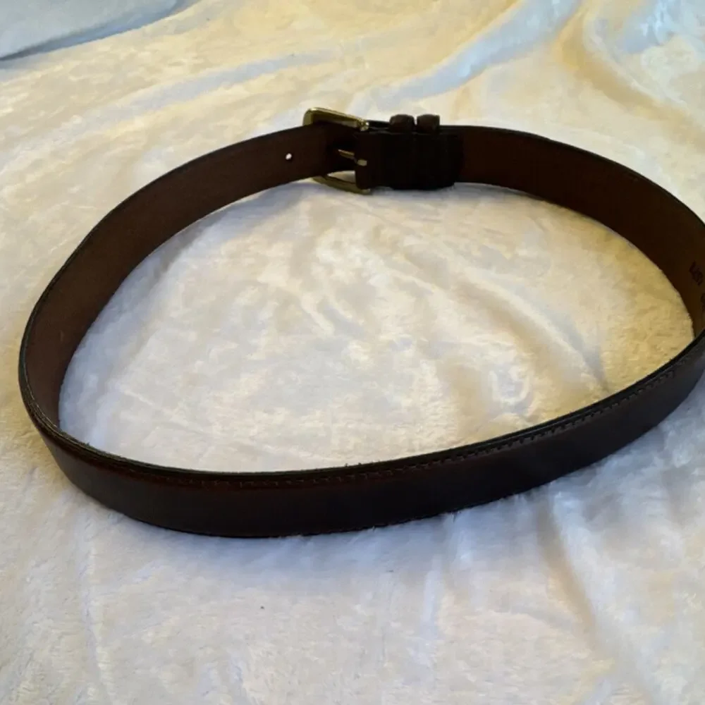 Brown Women/ Men Basic‎ Belt Size 34 Solid Normal Width Solid Brass Buckle